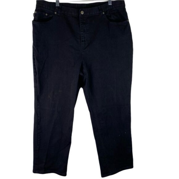 Ralph Lauren Jeans Womens 22W Vintage Black Denim Mom 5 Pockets Stretch Straight - Picture 1 of 12
